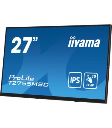 MONITOR IIYAMA 27" IPS BONDED PCAP 10P TOUCH, 1920X1080, FLAT BEZEL FREE GLASS FRONT, HDMI, DISPLAYPORT, 360CD/M², USB HUB 2X 3.