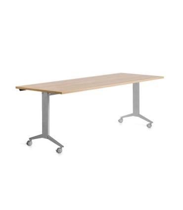 MESA CON TABLERO ABATIBLE 180X80CM COLOR GRIS ALUMINIO/ROBLE ROCADA 2003FD08