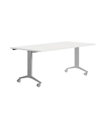 MESA CON TABLERO ABATIBLE 160X80CM COLOR GRIS ALUMINIO/BLANCO ROCADA 2002FD04