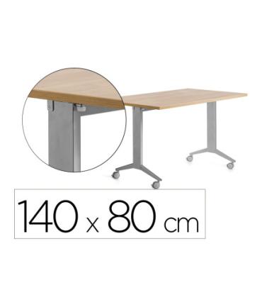 MESA CON TABLERO ABATIBLE 140X80CM COLOR GRIS ALUMINIO/ROBLE ROCADA 2001FD08