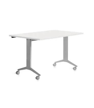 MESA CON TABLERO ABATIBLE 140X80CM COLOR GRIS ALUMINIO/BLANCO ROCADA 2001FD04