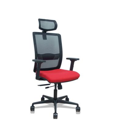 SILLA HACHES TRASLACK MALLA NEGRA ASIENTO BALI ROJO BRAZOS 2D RUEDAS 65MM CABECERO REGULABLE PIQUERAS Y CRESPO 395TKM840B350B2DB