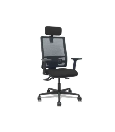 SILLA BORMATE ASINCRO MALLA NEGRA ASIENTO BALI NEGRO BRAZOS 2D RUEDAS 65MM CABECERO REGULABLE PIQUERAS Y CRESPO 405ASM840B840B2B