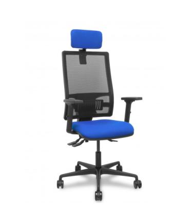 SILLA BORMATE ASINCRO MALLA NEGRA ASIENTO BALI AZUL BRAZOS 2D RUEDAS 65MM CABECERO REGULABLE PIQUERAS Y CRESPO 405ASM840B229B2B6