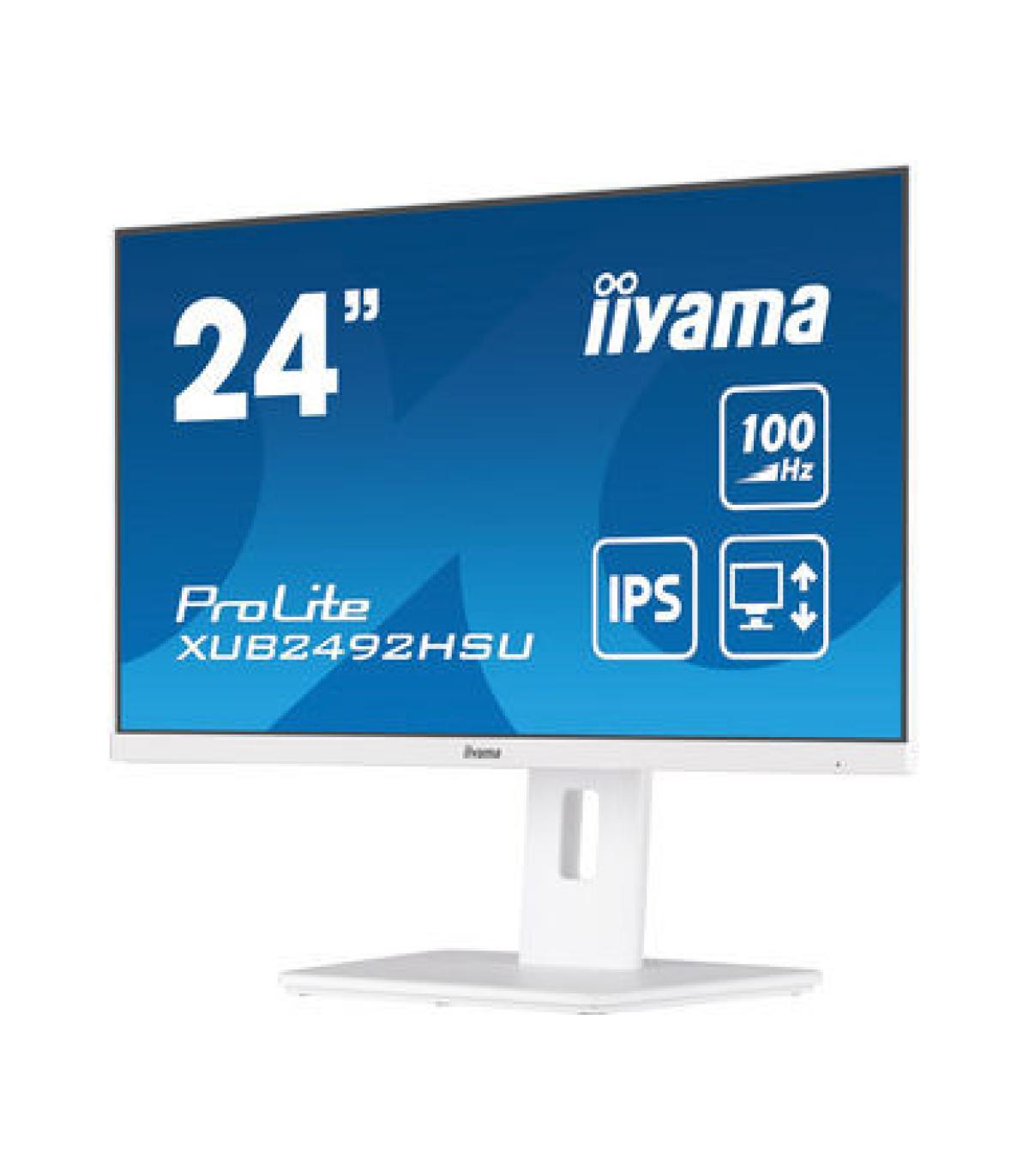 MONITOR IIYAMA 24" PROLITE XUB2492HSU-W6, IPS, 100HZ, 0,4MS, USB, HDMI, DISPLAYPORT, ALT 2x2W, ALTU, GIRO, INCLI, PIVOT, BLANCO