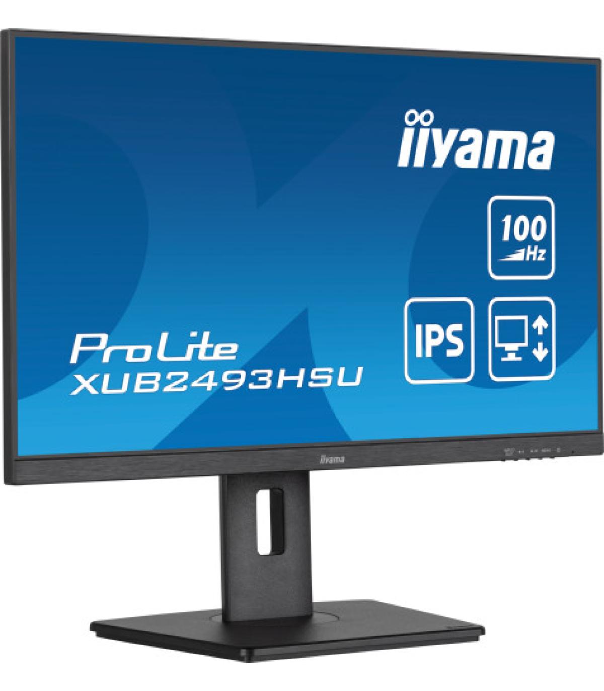 MONITOR IIYAMA 24" PROLITE XUB2493HSU-B6, IPS, 100HZ, 1MS, USB, HDMI, DISPLAYPORT, ALT 2x2W, ALTU, GIRO, INCLI, PIVOT