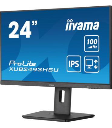 MONITOR IIYAMA 24" PROLITE XUB2493HSU-B6, IPS, 100HZ, 1MS, USB, HDMI, DISPLAYPORT, ALT 2x2W, ALTU, GIRO, INCLI, PIVOT