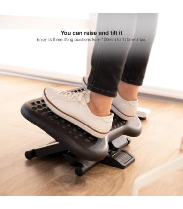 TooQ Reposapiés Ajustable en Altura e Inclinación, Negro