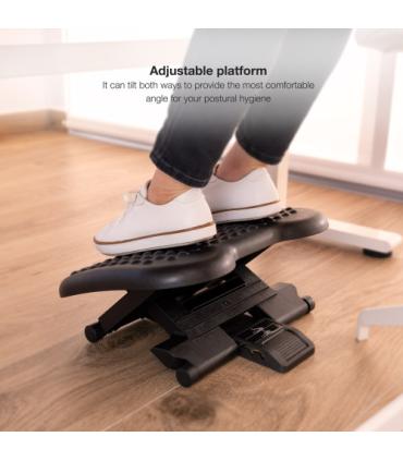 TooQ Reposapiés Ajustable en Altura e Inclinación, Negro