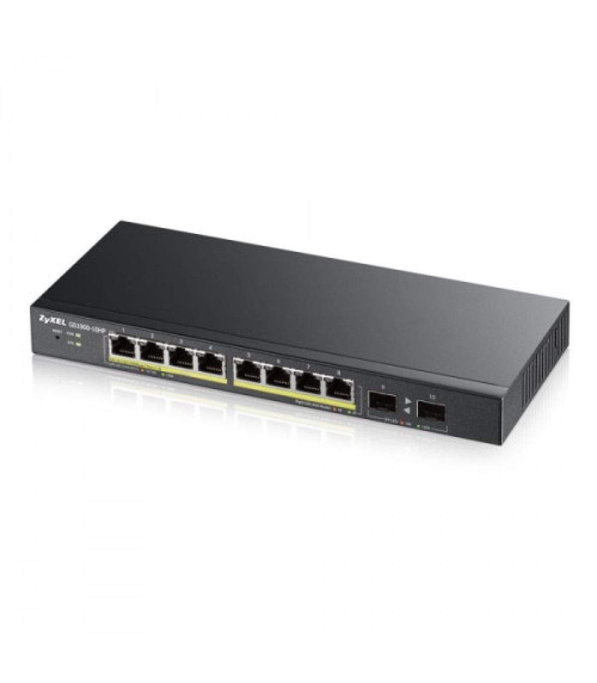 Zyxel GS1900-8HP v3 PoE Gestionado L2 Gigabit Ethernet (10/100/1000) Energía sobre Ethernet (PoE) Negro