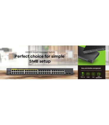 ZYXEL GS1900-48 V2, 48-PORT GBE L2 SMART SWITCH, RACKMOUNT