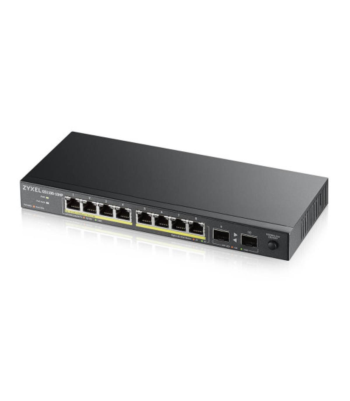 Zyxel GS1100-10HP v2 No administrado Gigabit Ethernet (10/100/1000) Energía sobre Ethernet (PoE) Negro