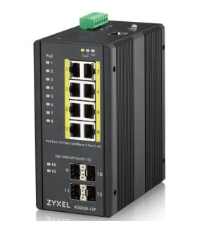 Zyxel RGS200-12P Gestionado L2 Gigabit Ethernet (10/100/1000) Energía sobre Ethernet (PoE) Negro