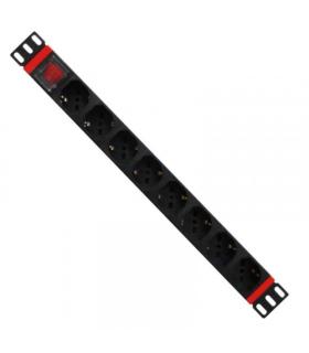 WP WPN-PDU-C01-08 unidad de distribución de energía (PDU) 8 salidas AC 1U Negro, Rojo