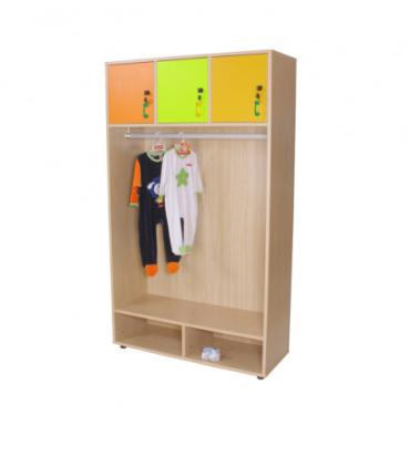 MUEBLE PERCHERO ABIERTO CON BARRA Y 3 PUERTAS HAYA MOBEDUC 600636HPC18