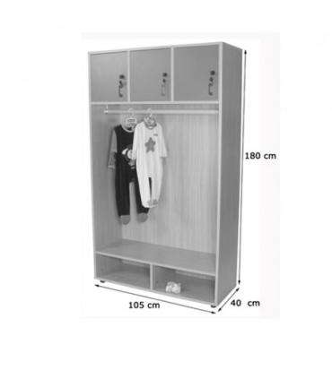 MUEBLE PERCHERO ABIERTO CON BARRA Y 3 PUERTAS HAYA MOBEDUC 600636HPC18