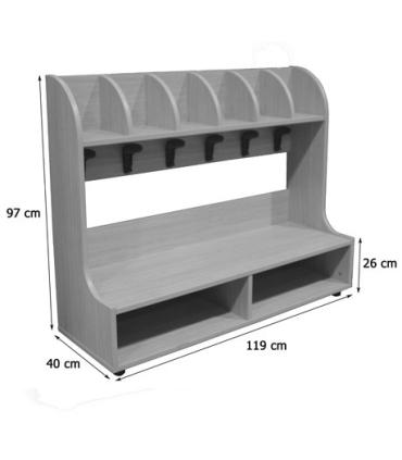 BANCO ZAPATERO PERCHERO 6 CASILLAS HAYA MOBEDUC 600648HP18
