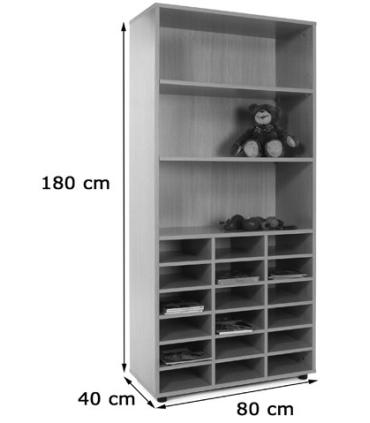 MUEBLE ALTO CASILLERO Y ESTANTERÍA HAYA MOBEDUC 600405HP18