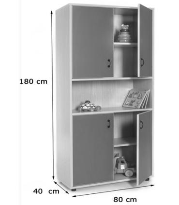 MUEBLE ALTO ARMARIO 4 PUERTAS Y HUECO CENTRAL HAYA MOBEDUC 600407HPS18
