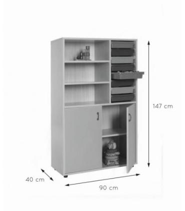 MUEBLE MEDIO ARMARIO ESTANTERÍA CUBETERO HAYA MOBEDUC 600318HPS18