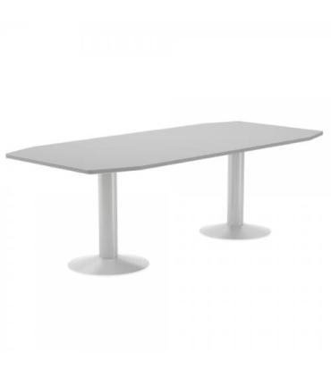 MESA DE REUNIONES 220X100X72CM. COLOR: PATA METALICA BLANCA / TABLERO GRIS ROCADA 3003ATW02