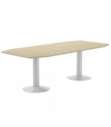 MESA DE REUNIONES 220X100X72CM. COLOR: PATA METALICA BLANCA / TABLERO HAYA ROCADA 3003ATW01