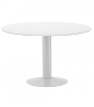 MESA DE REUNIONES REDONDA 120CM DE DIAMETRO. ALTURA 72CM. COLOR: PATA METALICA BLANCA / TABLERO BLANCO ROCADA 3006ATW04