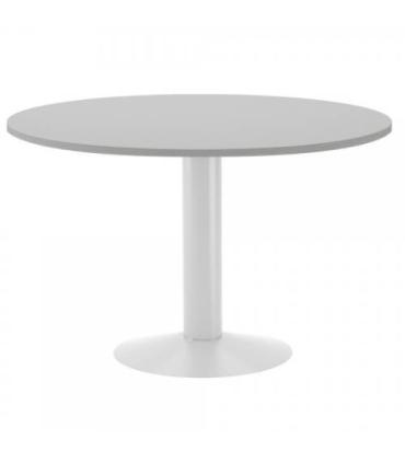 MESA DE REUNIONES REDONDA 120CM DE DIAMETRO. ALTURA 72CM. COLOR: PATA METALICA BLANCA / TABLERO GRIS ROCADA 3006ATW02