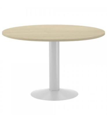 MESA DE REUNIONES REDONDA 120CM DE DIAMETRO. ALTURA 72CM. COLOR: PATA METALICA BLANCA / TABLERO HAYA ROCADA 3006ATW01