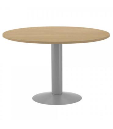 MESA DE REUNIONES REDONDA 120CM DE DIAMETRO. ALTURA 72CM. COLOR: PATA METALICA GRIS / TABLERO ROBLE ROCADA 3006AT08