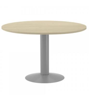 MESA DE REUNIONES REDONDA 120CM DE DIAMETRO. ALTURA 72CM. COLOR: PATA METALICA GRIS / TABLERO HAYA ROCADA 3006AT01