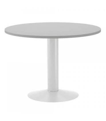 MESA DE REUNIONES REDONDA 100CM DE DIAMETRO. ALTURA 72CM. COLOR: PATA METALICA BLANCA / TABLERO GRIS ROCADA 3005ATW02