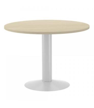 MESA DE REUNIONES REDONDA 100CM DE DIAMETRO. ALTURA 72CM. COLOR: PATA METALICA BLANCA / TABLERO HAYA ROCADA 3005ATW01