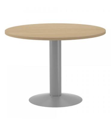 MESA DE REUNIONES REDONDA 100CM DE DIAMETRO. ALTURA 72CM. COLOR: PATA METALICA GRIS / TABLERO ROBLE ROCADA 3005AT08