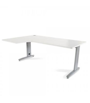MESA DE OFICINA SERIE METAL FORMA L IZQUIERDA 180X120 GRIS / BLANCO ROCADA 2054AC04