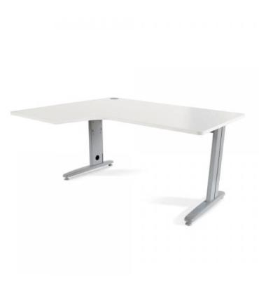 MESA DE OFICINA SERIE METAL FORMA L IZQUIERDA 160X120 GRIS / BLANCO ROCADA 2053AC04