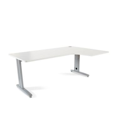MESA DE OFICINA SERIE METAL FORMA L DERECHA 180X120 GRIS / BLANCO ROCADA 2052AC04