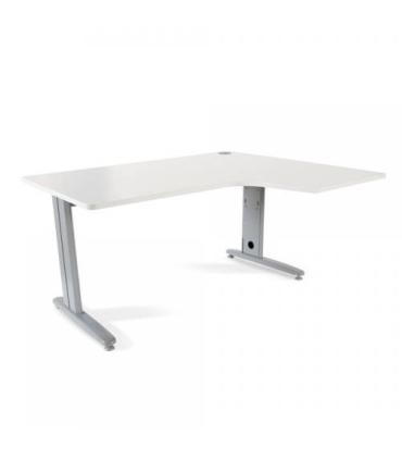 MESA DE OFICINA SERIE METAL FORMA L DERECHA 160X120 GRIS / BLANCO ROCADA 2051AC04