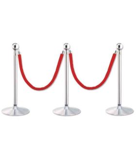 PACK 2 POSTES SEPARADOR CROMADO CON CORDON ROJO 2 METROS 322800