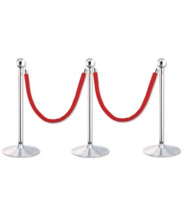 PACK 2 POSTES SEPARADOR CROMADO CON CORDON ROJO 2 METROS 322800