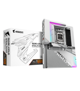 GIGABYTE B650E AORUS STEALTH ICE - Compatible con CPUs AMD Ryzen 9000, VRM de 12+2+2 fases, hasta 8000MHz DDR5 (OC), 1xPCIe 5.0.