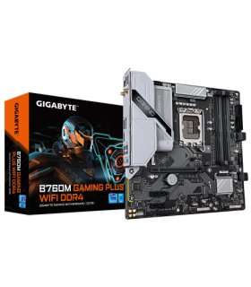 GIGABYTE B760M GAMING PLUS WIFI DDR4 Placa base - Compatible con procesadores Intel Core de 14ª generación, VRM de 4+1+1 fases..