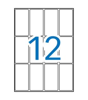 Apli Pack de 180 Etiquetas 34.0x67.0mm - 15 Hojas A5 x 12 Etiquetas - Adhesivo Permanente - Cantos Rectos - Color Blanco