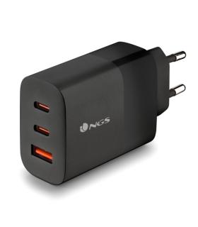 NGS Bud 65W Cargador Universal de Pared 65W Ultrarapido - 2x USB-C PD & PPS, 1x USB-A QC 3.0 - Color Negro