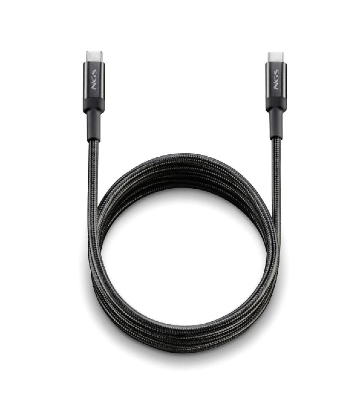 NGS Cable 2.0 USB-C Macho a USB-A Macho - Carga Ultrarapida hasta 65W - Longitud 2m - Color Negro