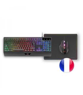 Mars Gaming MCP124 Combo Gaming 3en1 - Teclado H-Mech Ergonomico - Raton RGB Switches HUANO - Alfombrilla Nanotextil Rainbow ..