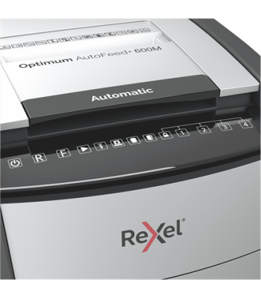 Rexel AutoFeed+ 600M triturador de papel Microcorte 55 dB 23 cm Negro, Gris
