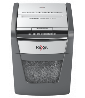 Rexel Optimum AutoFeed+ 50X triturador de papel Corte cruzado 55 dB 22 cm Negro, Gris