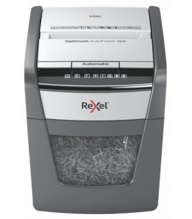 Rexel Optimum AutoFeed+ 50X triturador de papel Corte cruzado 55 dB 22 cm Negro, Gris