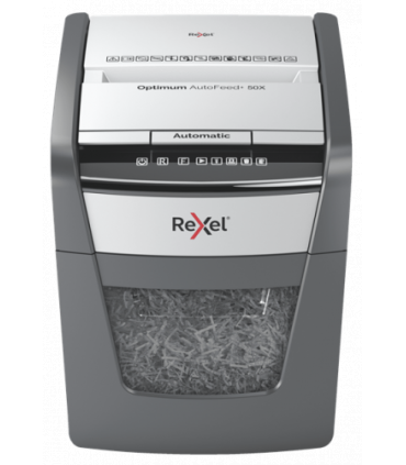 Rexel Optimum AutoFeed+ 50X triturador de papel Corte cruzado 55 dB 22 cm Negro, Gris